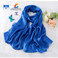 LINGSHANG écolier élastique en soie couleur colorée écharpe en soie mince châle longue manteau pashmina en gros